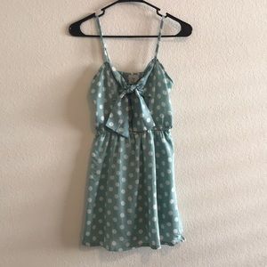 Teal Polka Dot Summer Dress w/ Bow
